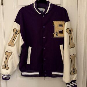 Aelfric Eden Varsity Jacket /   Bomber Bone Graphic Purple  Jacket Men's Medium